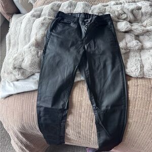 Topshop Black Faux Leather Jaime high waisted Jeans
